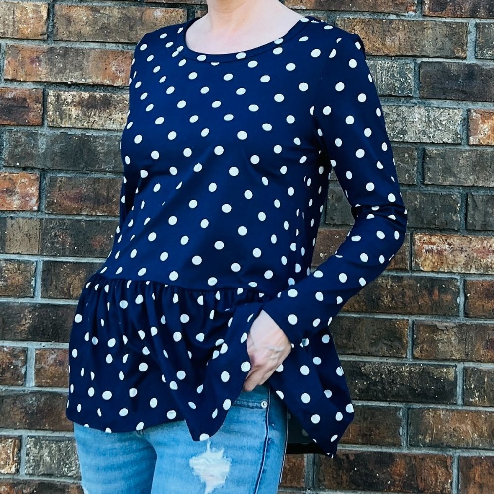 Navy Polka Dot Long Sleeve